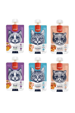 Wanpy 3 Çeşit Karma Kedi Et Ezmesi 90 Gr. X 6 Adet