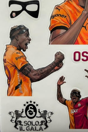 x Dekomus Lisanslı Galatasaray 3'lü Sticker Seti "Mauro Icardi,Victor Osimhen ve Fark Var"