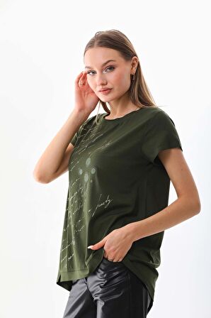 Sistas Kadın Bisiklet Yaka Kısa Kol Bluz 18270 Haki