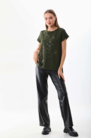 Sistas Kadın Bisiklet Yaka Kısa Kol Bluz 18270 Haki