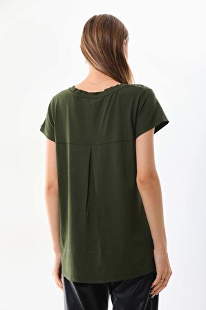 Sistas Kadın Bisiklet Yaka Kısa Kol Bluz 18270 Haki