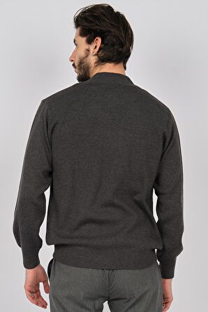 Woolman Erkek Desenli Yarım Balıkçı Yün Kazak 1571134 Füme