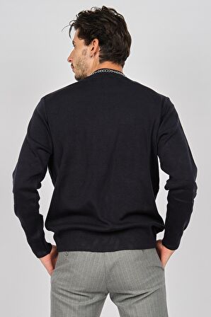 Haki Triko Erkek Desenli Yarım Balıkçı Kazak 6080131 Lacivert