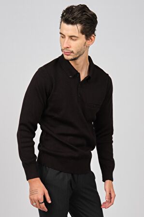 Haki Triko Erkek Polo Yaka Kazak 6081214 Siyah