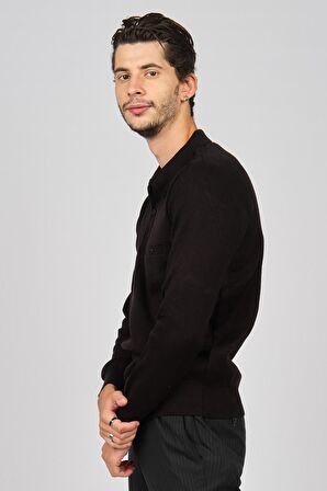 Haki Triko Erkek Polo Yaka Kazak 6081214 Siyah