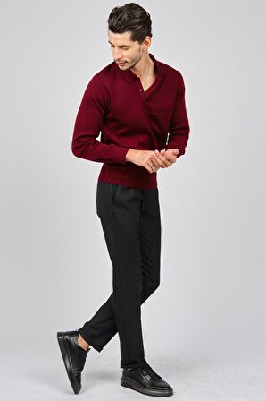 Haki Triko Erkek Polo Yaka Kazak 6081214 Bordo