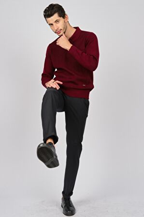 Haki Triko Erkek Polo Yaka Kazak 6080013 Bordo