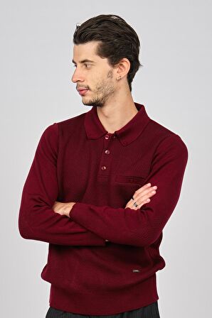 Haki Triko Erkek Polo Yaka Kazak 6080013 Bordo