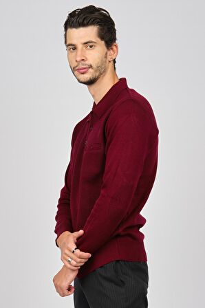 Haki Triko Erkek Polo Yaka Kazak 6080013 Bordo