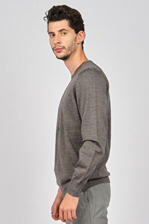 Desen Triko Erkek Bisiklet Yaka Yün Kazak 0249603 Gri