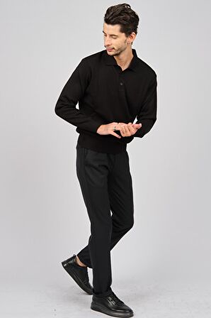 Pave Erkek Polo Yaka Yün Kazak 4358104 Siyah