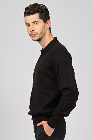 Pave Erkek Polo Yaka Yün Kazak 4358104 Siyah
