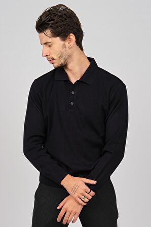 Pave Erkek Polo Yaka Yün Kazak 4358104 Lacivert