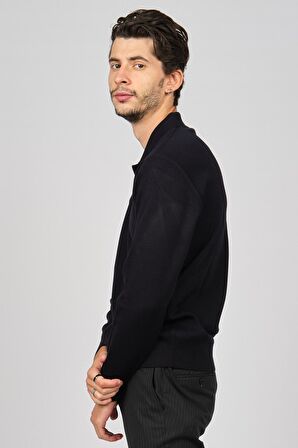 Pave Erkek Polo Yaka Yün Kazak 4358104 Lacivert