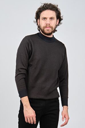 Çizgi Triko Erkek Yarım Balıkçı Yaka Desenli Kazak 42564220 Lacivert