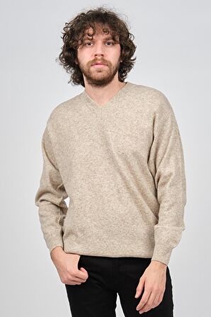Ida Erkek Lambswool V Yaka Kazak 0593130 Bej