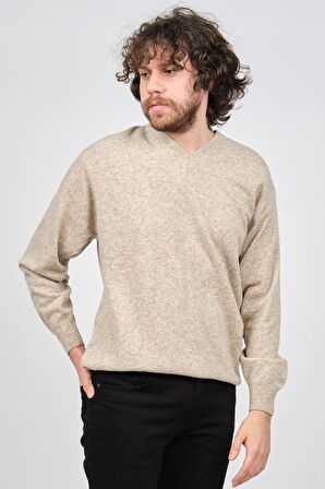 Ida Erkek Lambswool V Yaka Kazak 0593130 Bej