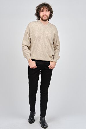 Ida Erkek Lambswool V Yaka Kazak 0593130 Bej