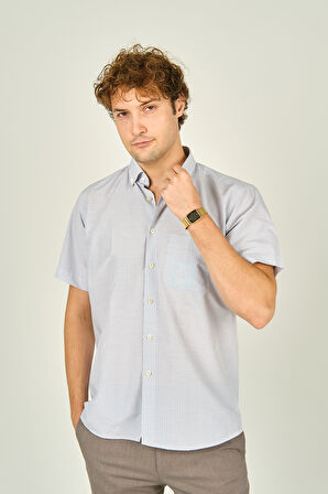 Mugi Erkek Tek Cepli Yaka Düğmeli Kısa Kollu Pamuklu Gömlek 3003 Bej