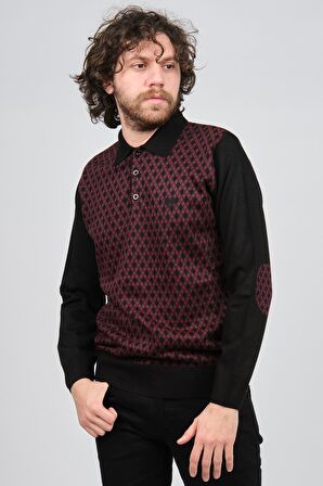 Pelikan Erkek Dirsek Detaylı Polo Yaka Kazak 1577427 Bordo