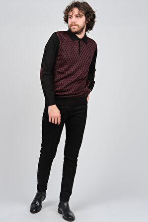 Pelikan Erkek Dirsek Detaylı Polo Yaka Kazak 1577427 Bordo