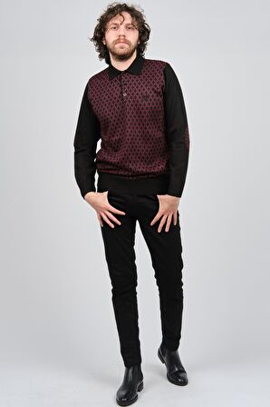 Pelikan Erkek Dirsek Detaylı Polo Yaka Kazak 1577427 Bordo