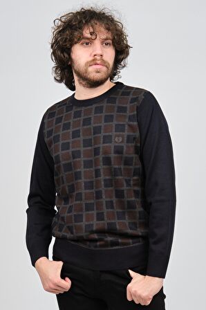 Pelikan Erkek Desenli Bisiklet Yaka Kazak 1577328 Lacivert