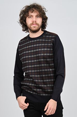 Pelikan Erkek Desenli Bisiklet Yaka Kazak 1577309 Lacivert