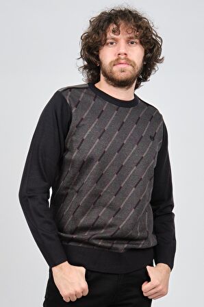 Pelikan Erkek Çizgili Desenli Bisiklet Yaka Kazak 1579330 Lacivert