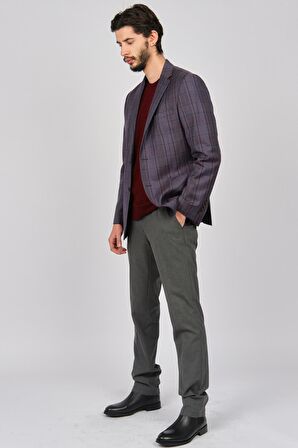 Yünsa Erkek Ekoseli Spor Yün Ceket 2661000 Bordo