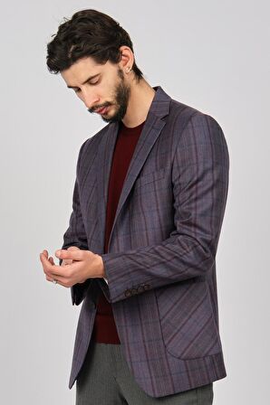 Yünsa Erkek Ekoseli Spor Yün Ceket 2661000 Bordo