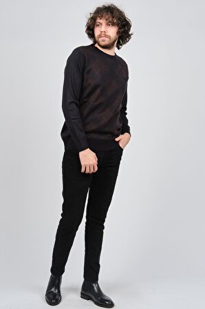 Pelikan Erkek Desenli Bisiklet Yaka Kazak 1579329 Kahverengi