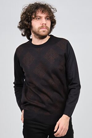 Pelikan Erkek Desenli Bisiklet Yaka Kazak 1579329 Kahverengi