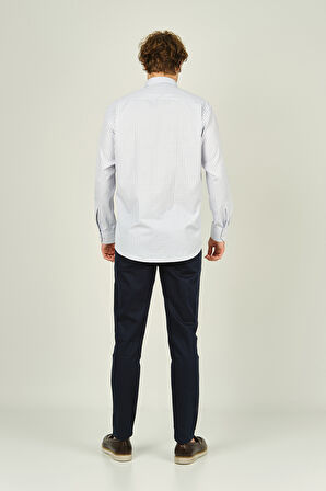 Two Hands Erkek Kareli Çift Cep Detaylı Uzun Kollu Pamuklu Gömlek 2144 Lacivert