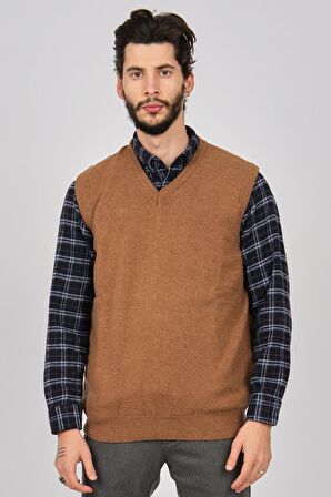 Arslanlı Erkek Lambswool V Yaka Süveter 0767991 Oranj