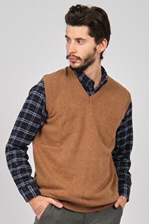 Arslanlı Erkek Lambswool V Yaka Süveter 0767991 Oranj