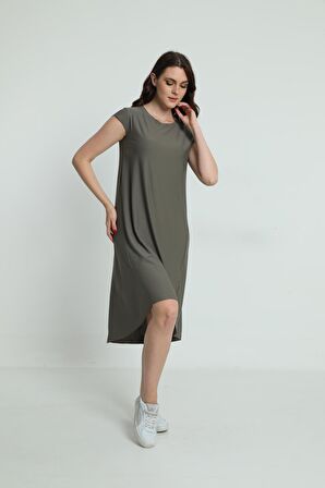 Ella Camelia Kadın Asimetrik Elbise 5011000 Haki