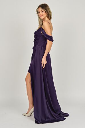 Saygın Kadın İp Askılı Uzun Abiye Elbise 0992449 Lacivert