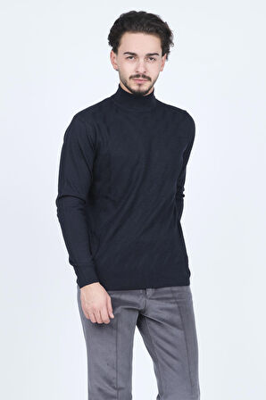 Pave Erkek Yarım Balıkçı Triko Yün Kazak 4533090 Koyu Lacivert