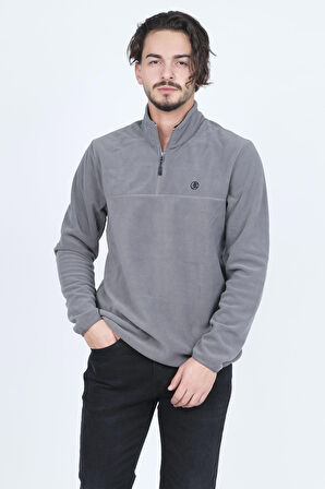 Jsco Erkek Fermuarlı Yaka Polar Spor Sweatshirt 6607600 Gri