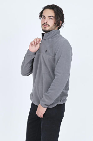 Jsco Erkek Fermuarlı Yaka Polar Spor Sweatshirt 6607600 Gri