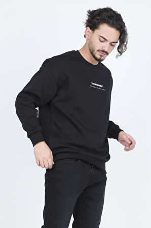 Jsco Erkek Yazı Detaylı Bisiklet Yaka Sweatshirt 6609902 Siyah