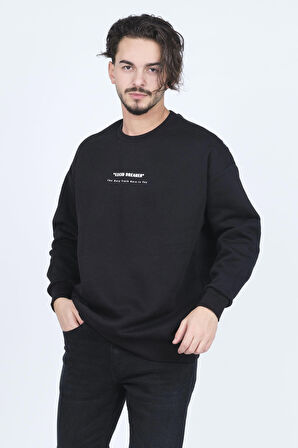 Jsco Erkek Yazı Detaylı Bisiklet Yaka Sweatshirt 6609902 Siyah