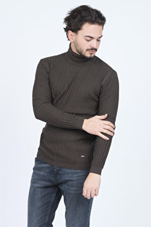 Raymons Erkek Fitilli Tam Balıkçı Triko Yün Kazak 67822887 Haki