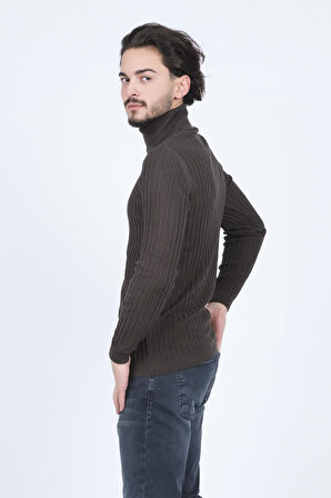 Raymons Erkek Fitilli Tam Balıkçı Triko Yün Kazak 67822887 Haki