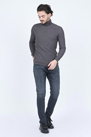 Raymons Erkek Fitilli Tam Balıkçı Triko Yün Kazak 67822887 Antrasit