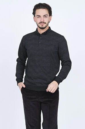 Raymons Erkek Desenli Polo Yaka Triko Sweat 6782252 Siyah