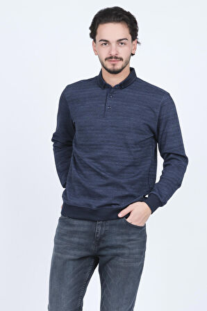Raymons Erkek Desenli Polo Yaka Triko Sweat 6782252 Lacivert