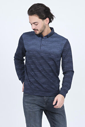 Raymons Erkek Desenli Polo Yaka Triko Sweat 6782257 Indigo