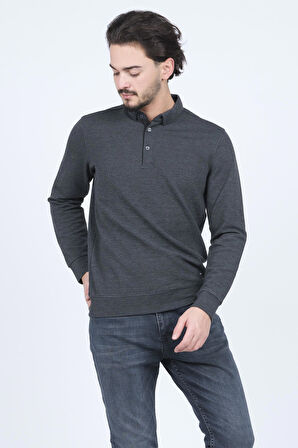 Raymons Erkek Desenli Polo Yaka Triko Sweat 6782258 Siyah